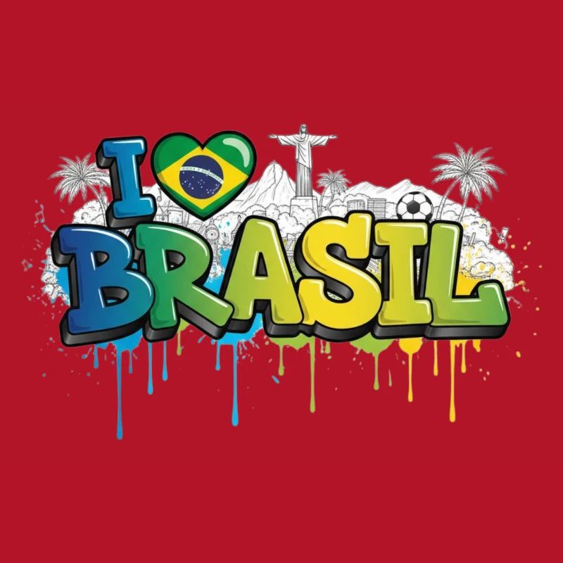 Brésil Amour drapeau Graffiti Tee Design