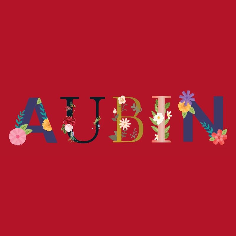 Nom AUBIN Décoré de Fleurs