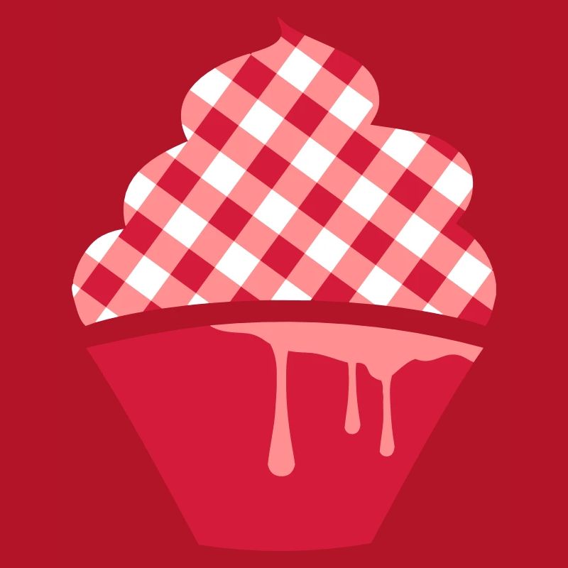 Stylized cupcake with check topping