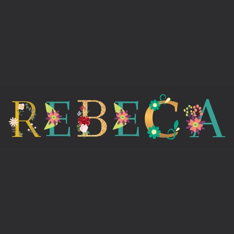 Le nom REBECA est décoré de fleurs