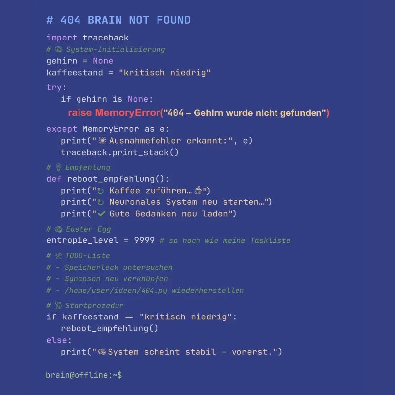 404 Cerveau introuvable Code Python