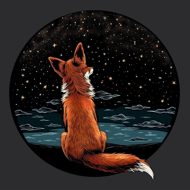Fox with starry sky