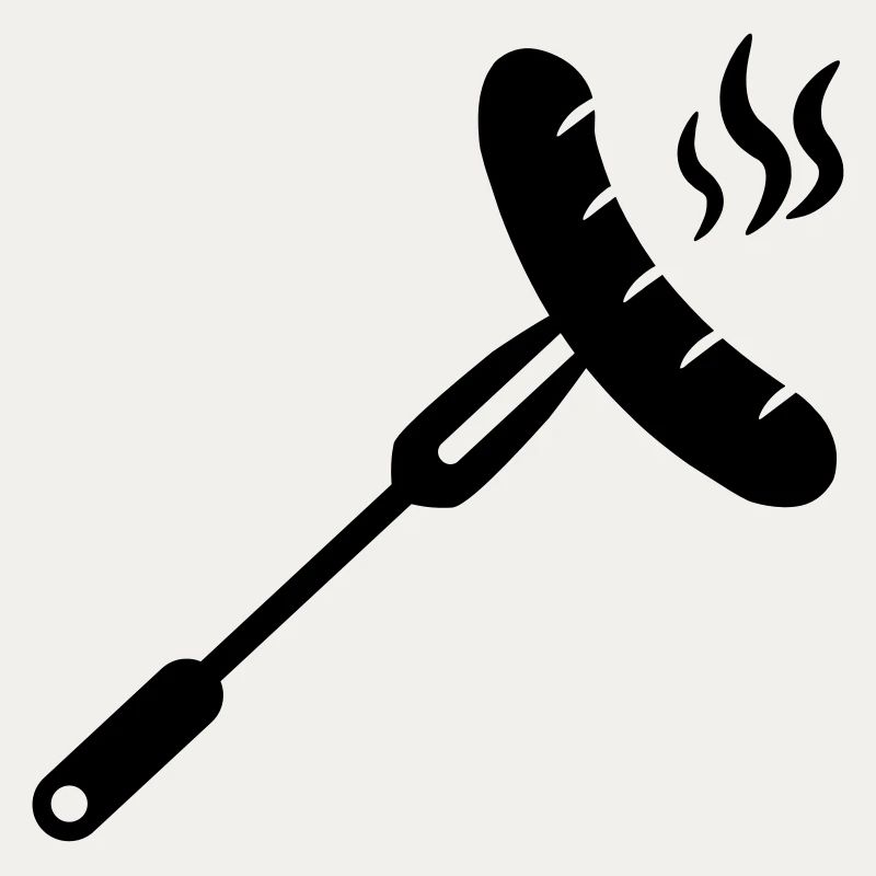 Sausage, bratwurst on a fork for BBQ