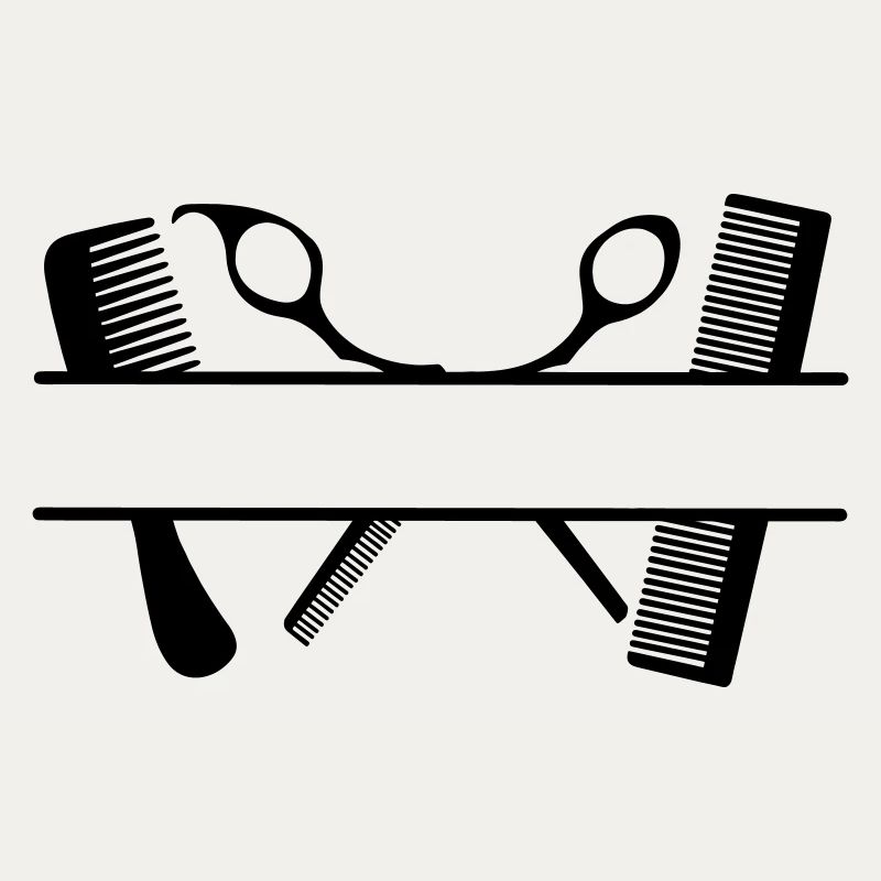 Bannière de texte à deux peignes et ciseaux