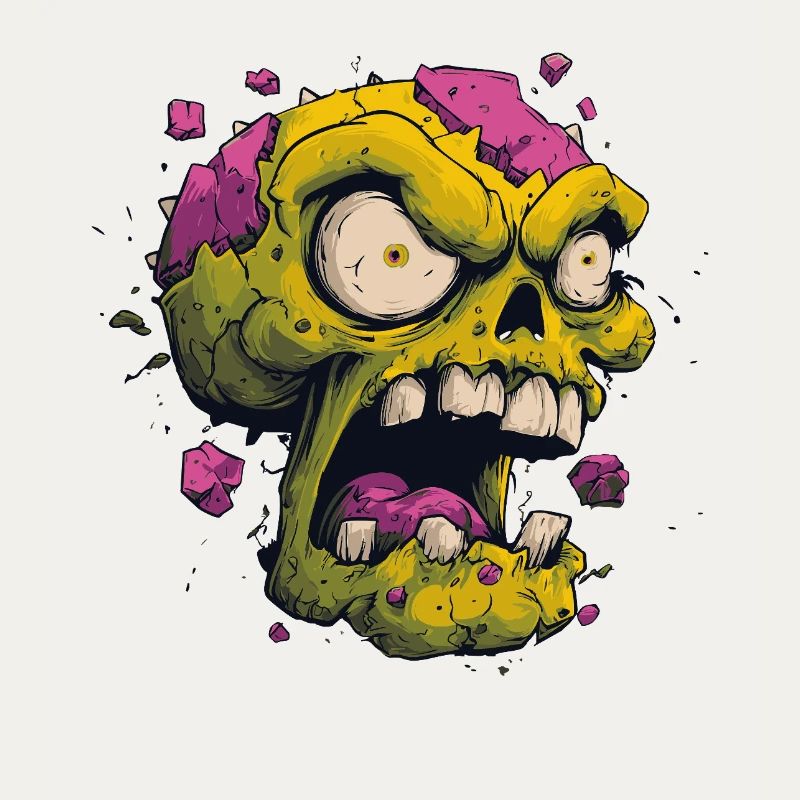 Exploding Skull – Comic Horror Motif