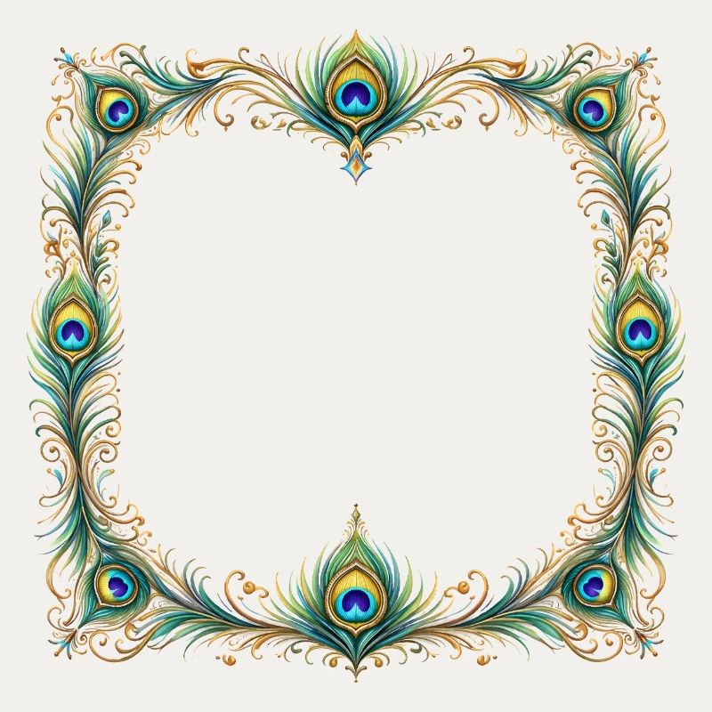Peacock Feather Frame Ornament Boho Design