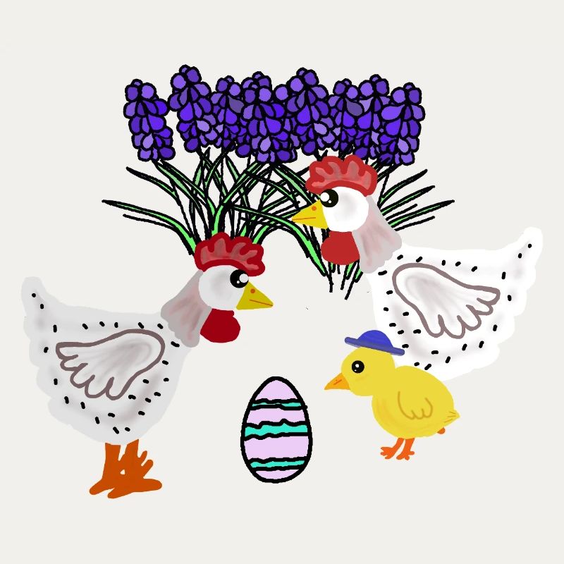 Spring Chickens with Easter Egg Chicken Chicks