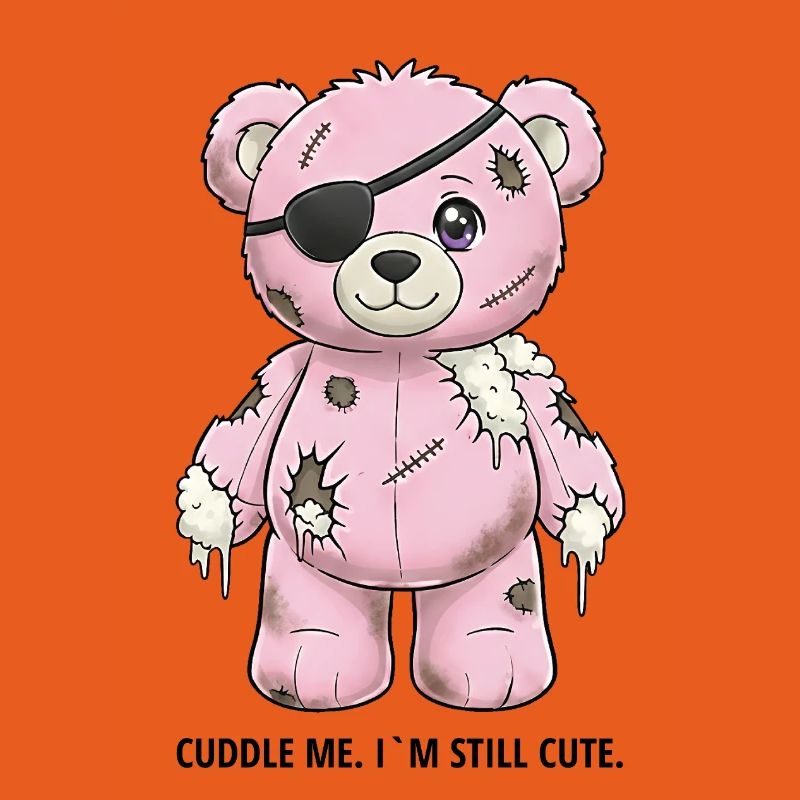 Patchwork Pink Teddy Bear with Eye Patch
