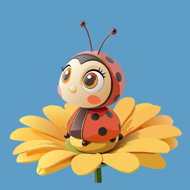 Süßer Marienkäfer auf einer Blume