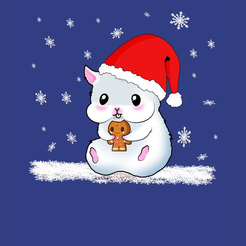 A Sweet Hamster Eats A Cookie While It Snows