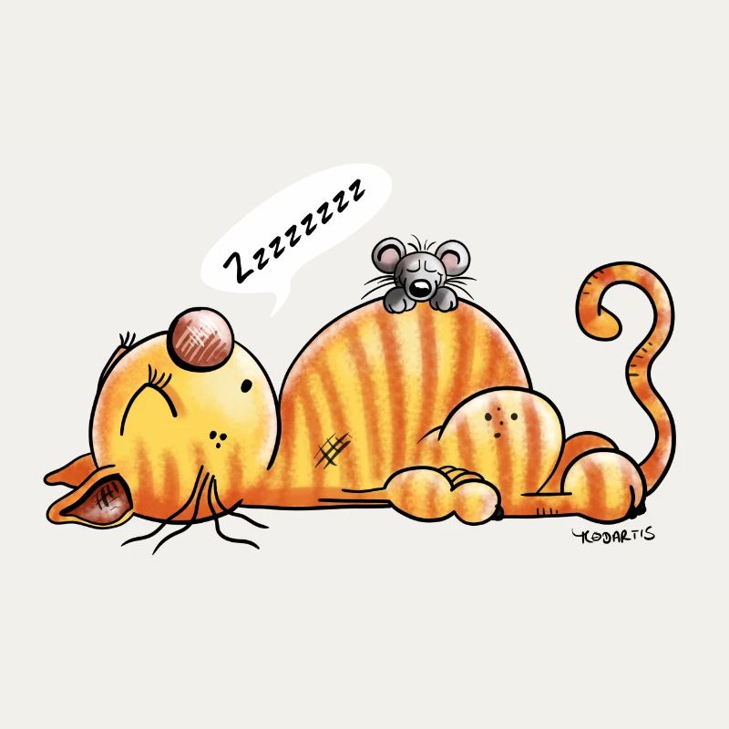 Schnarchende Katze und Maus - Comic - Fun