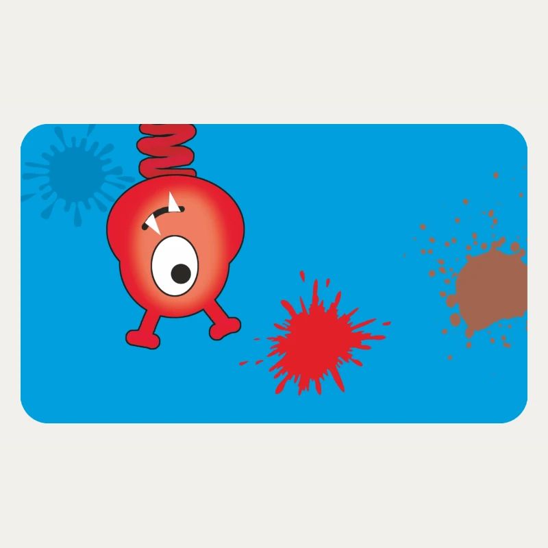 Monstre rouge et éclaboussures de couleur - Bleu