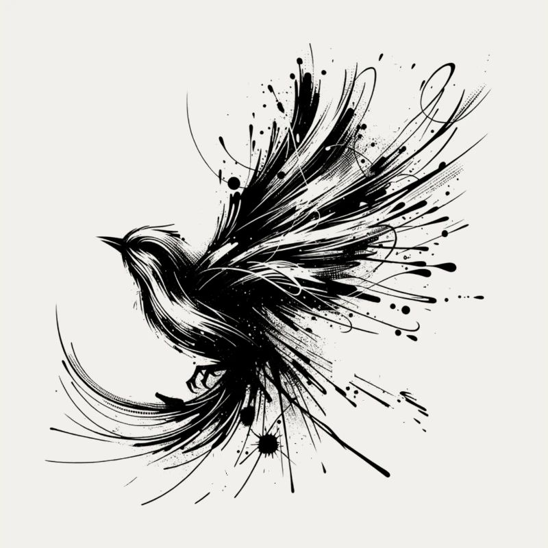 Schwarzer Vogel im InkArt-Stil