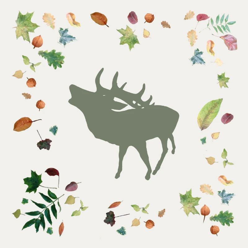 Deer with autumn leaves