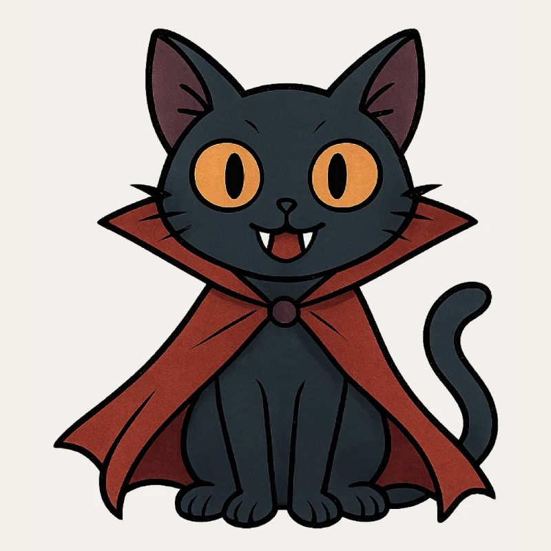 Vampire kitten in cape black cat