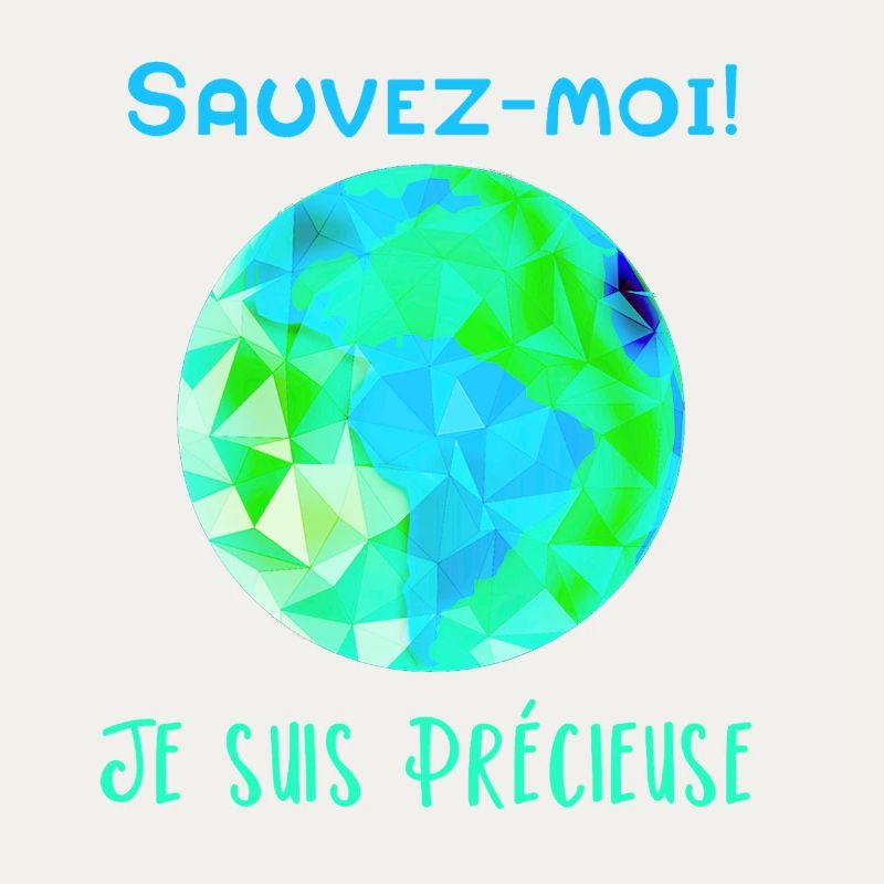 Geometric Globe Blue Green Save me!