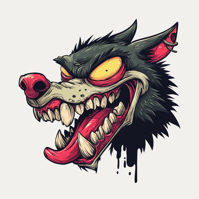Wildes Graffiti Wolfskopf