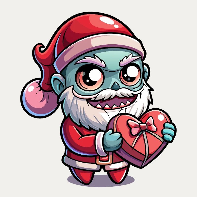 Weihnachtsmann-Zombie mit Herzgeschenk