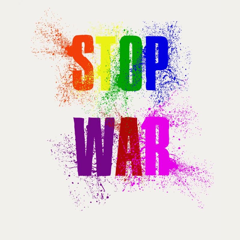 STOP WAR – NO WAR - PEACE in Regenbogenfarben