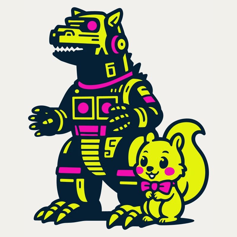 Mecha Drache mit Eichhörnchen