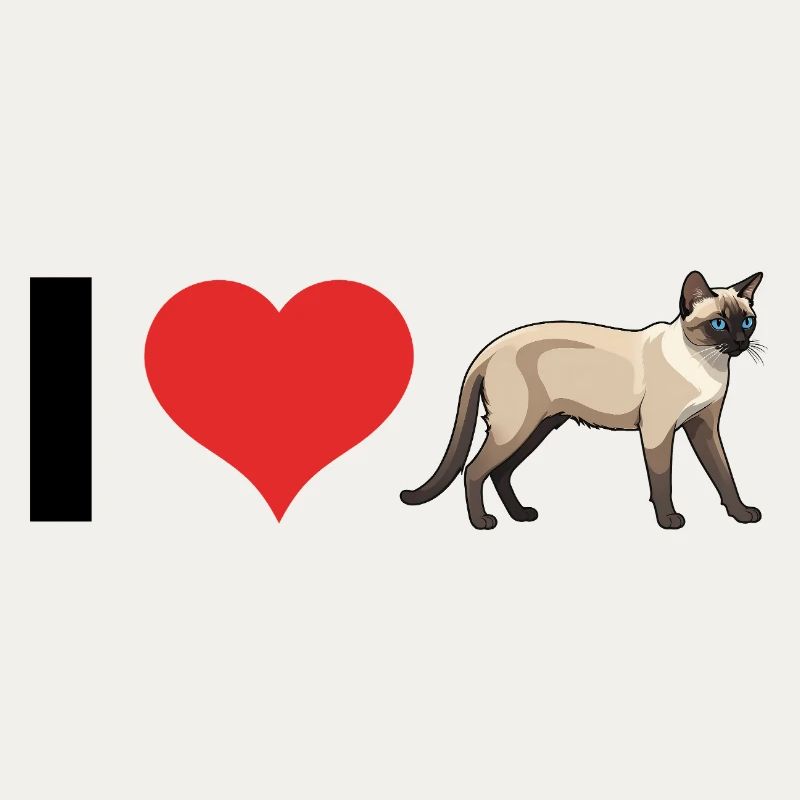 J’adore Siam Cats - Conception de chat mignon