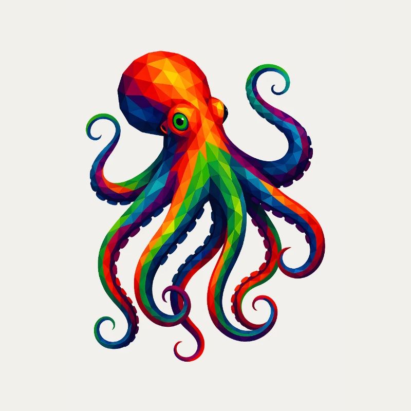 WPAP Style Polygon Animals - Octopus Octopus