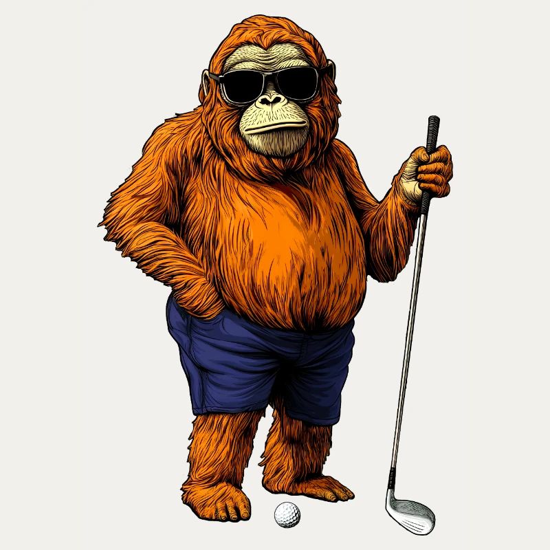 Affe Golfspieler
