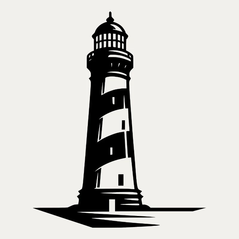 Striped lighthouse on the coast