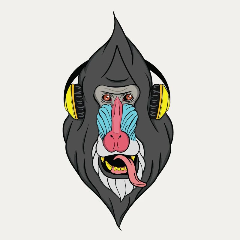 Affe mit Kopfhörer - Techno Affe