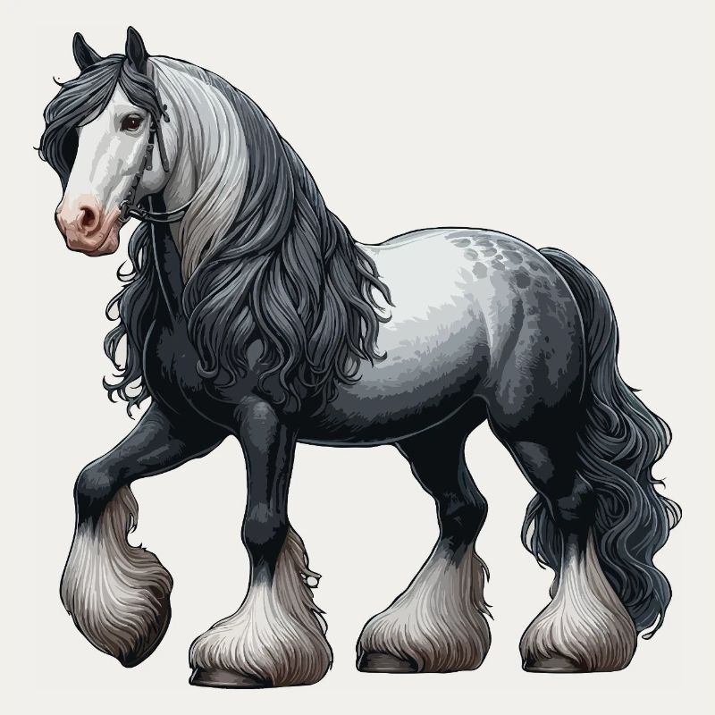 Pecheron Pferd grau weiß