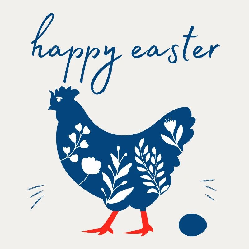 Happy Easter. Happy Easter. Easter egg and hen