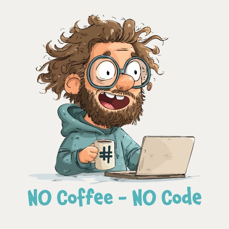 No Coffee - No Code. Lustiges Nerd-Motiv.
