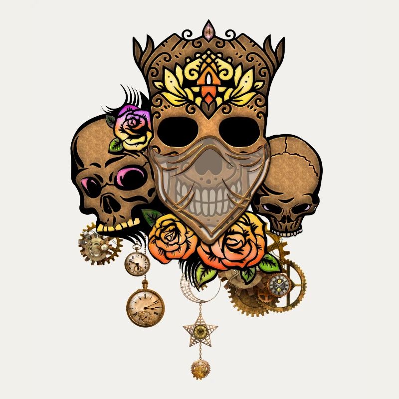 Crâne Steampunk avec des fleurs