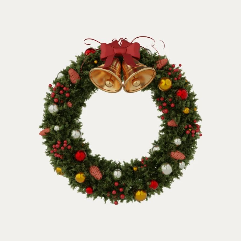 Weihnachtskranz mit Glocken und Schleife