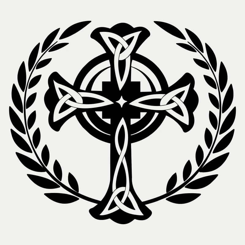 Celtic cross laurel wreath