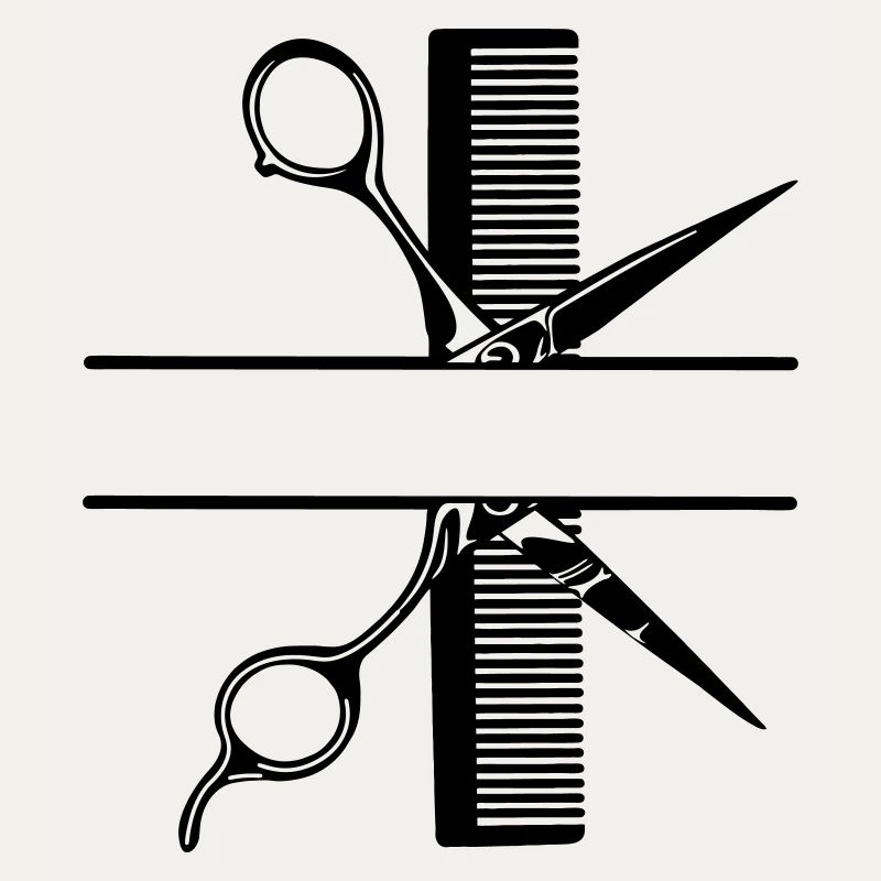 Ciseaux avec bannière de texte en peigne