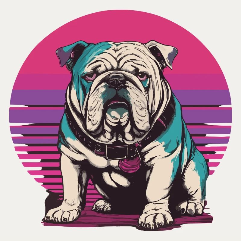 Illustration de bouledogue rétro