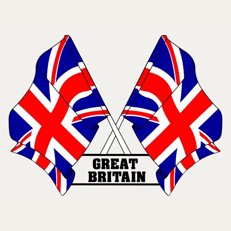 Crossed British flags with text