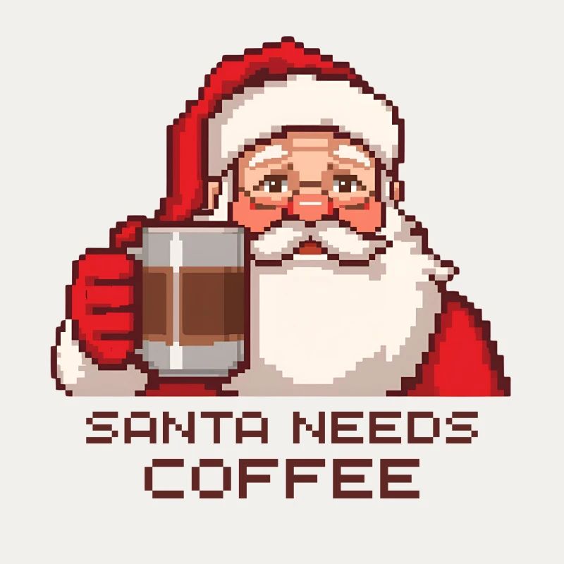 Pixel Santa – Santa Needs Coffee