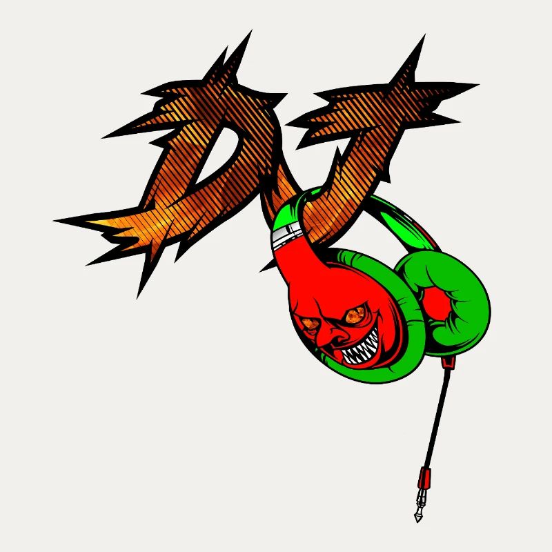 Neon Devil mit Kopfhörer DJ