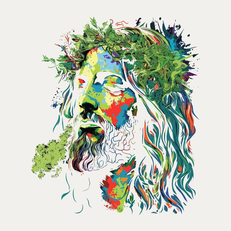 Explosion des couleurs rastafari de Jésus