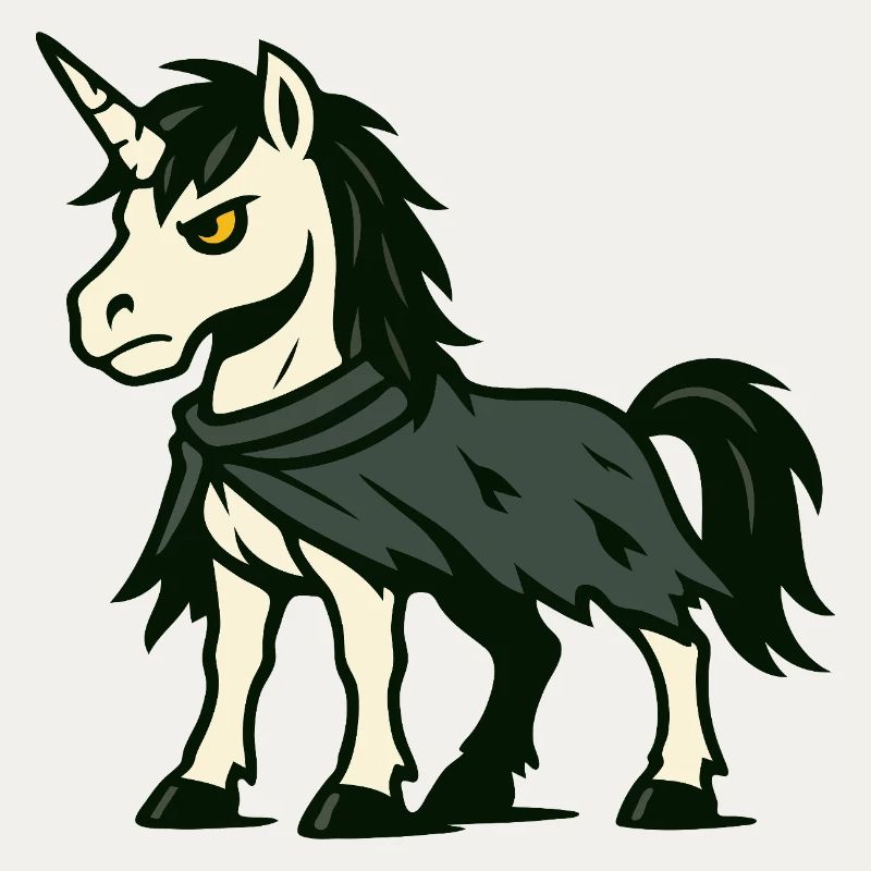 Dunkler, abtrünniger Einhorn mit zerfetztem Umhang-Schleichen
