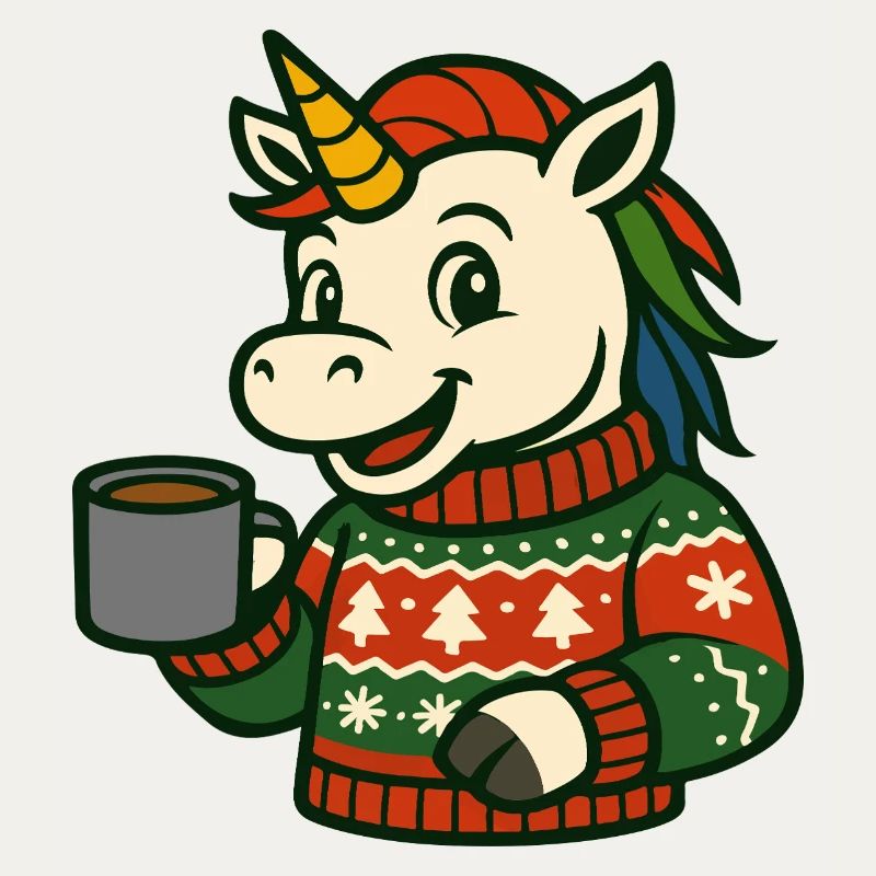 Pull douillet licorne Boisson chaude Art de Noël