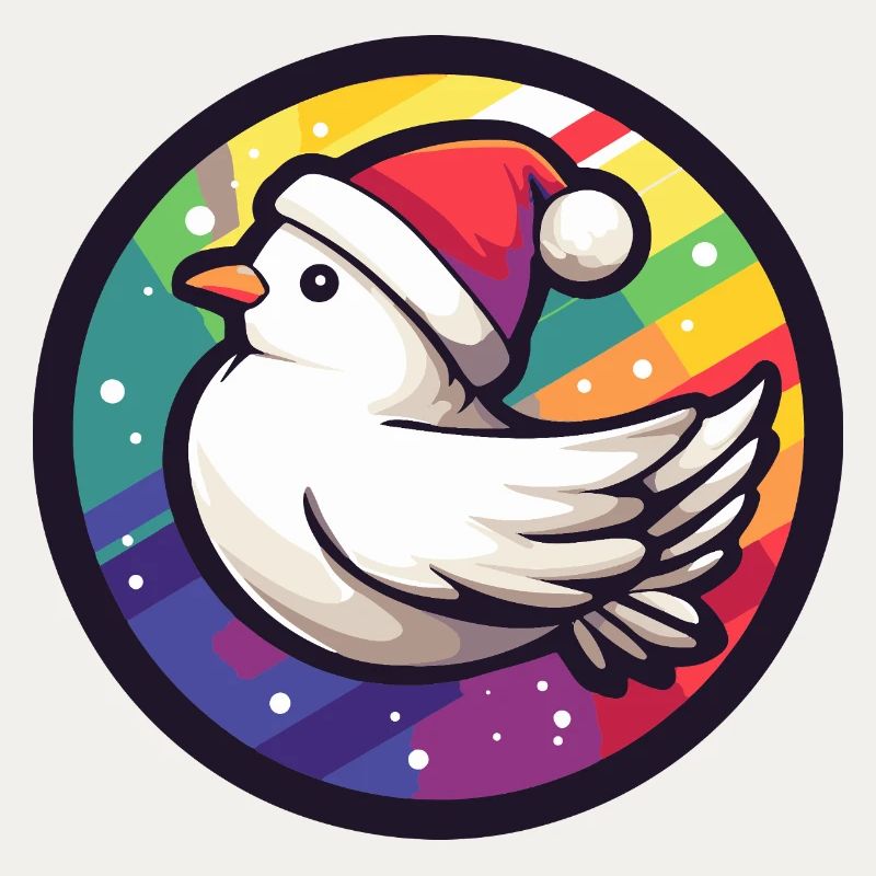 Weihnachtsvogel im Regenbogenring