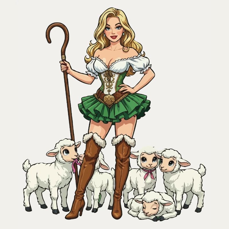 Dirndl Hirtin und Lämmer