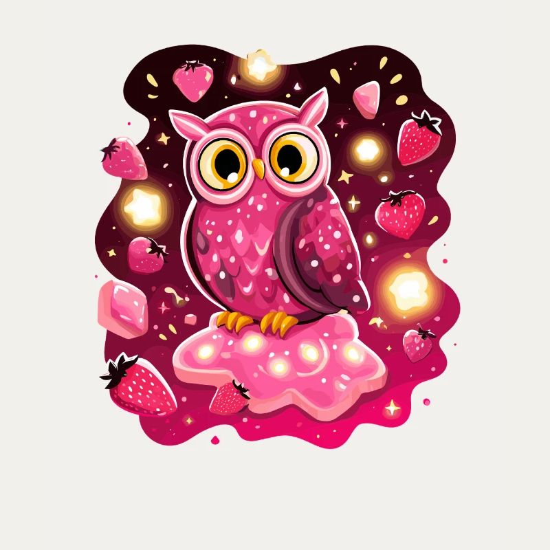 Pink Eule Erdbeerzauber