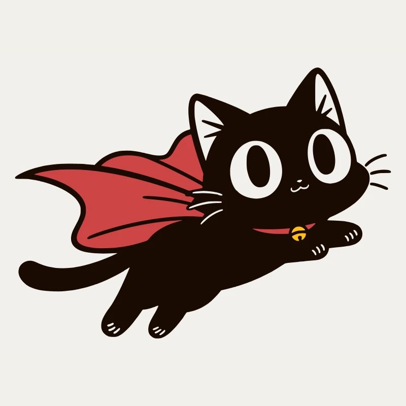 Flying Super Cat | Black cat with cape