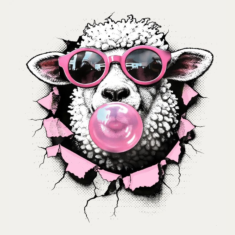 Cool Sheep – Summer Halftone Digital Art