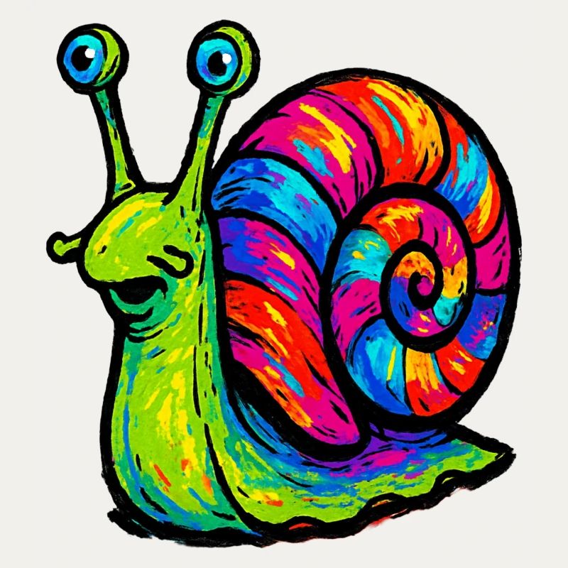 Escargot psychédélique multicolore arc-en-ciel