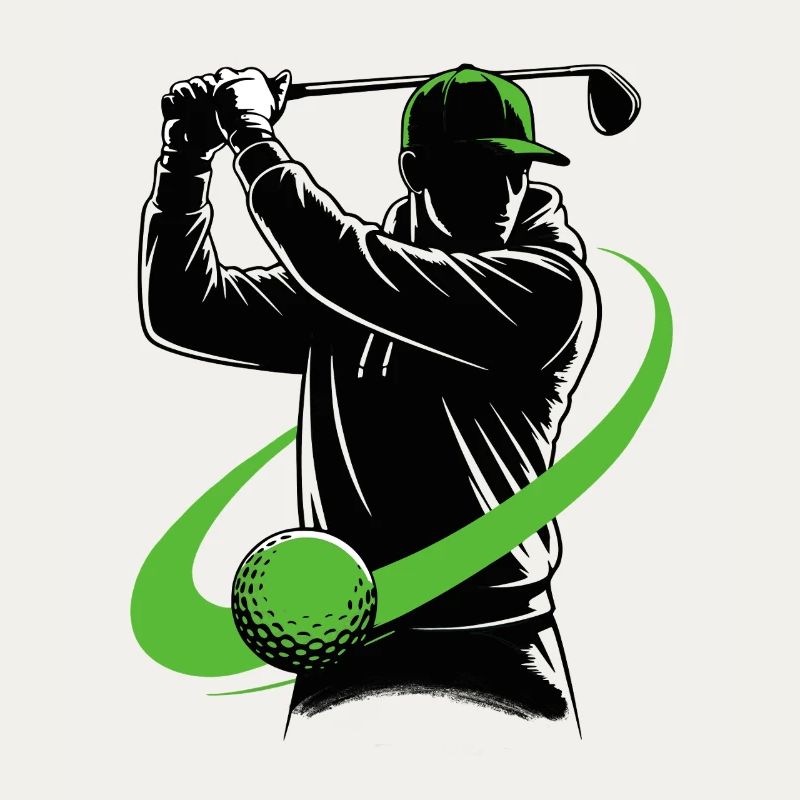 Golfer with a golf club – a dynamic swing.